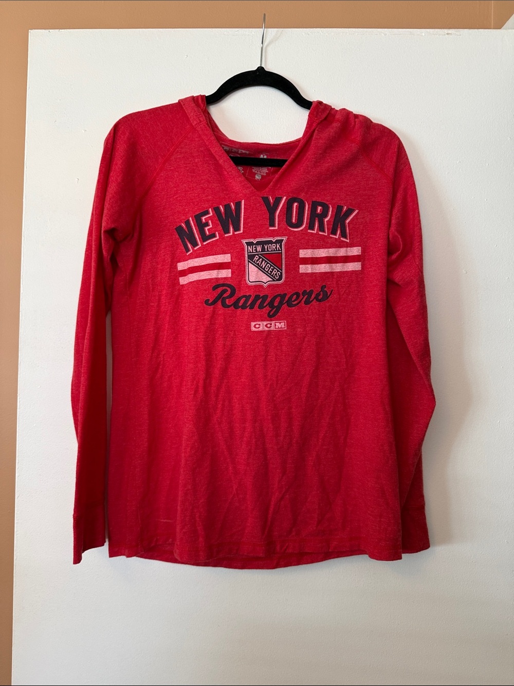 CCM Red New York Rangers Long-Sleeve Hoodie Top